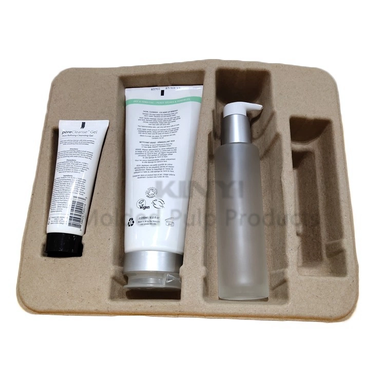 Custom Nature Biodegradable Pulp Molded Pulp Cosmetic Bottle Packaging Tray